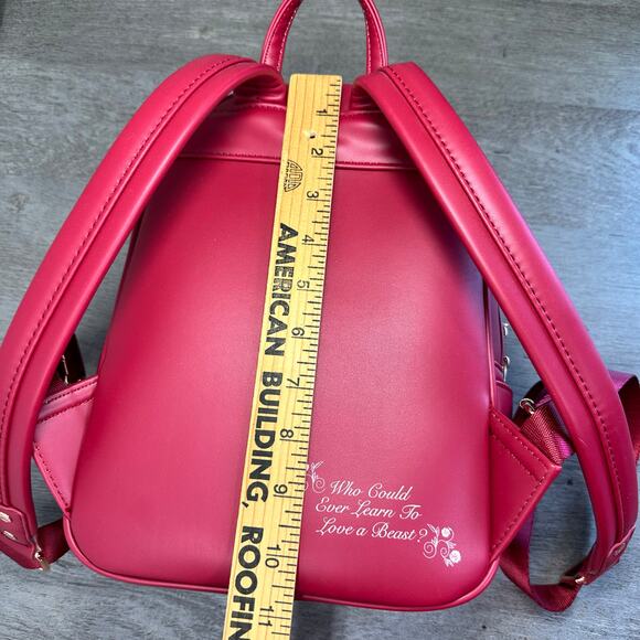 Loungefly Disney Beauty and the Beast Winter Scene Backpack Red - Picture 5 of 7